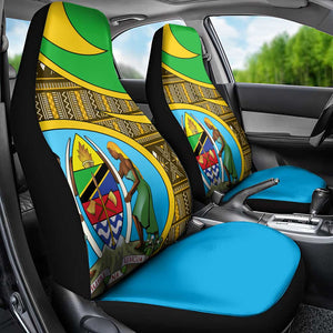 Tanzania Independence Day Car Seat Cover with Tanzanian Coat of Arms and African Pattern