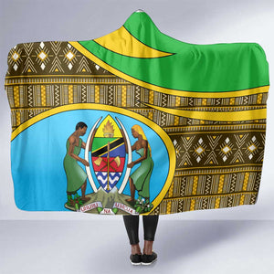 Tanzania Independence Day Hooded Blanket with Tanzanian Coat of Arms and African Pattern