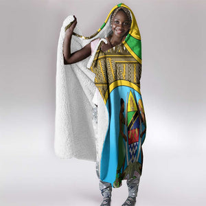 Tanzania Independence Day Hooded Blanket with Tanzanian Coat of Arms and African Pattern