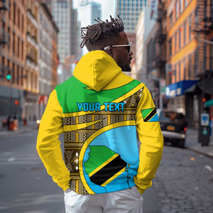 Personalized Tanzania Independence Day Hoodie with Tanzanian Coat of Arms and African Pattern