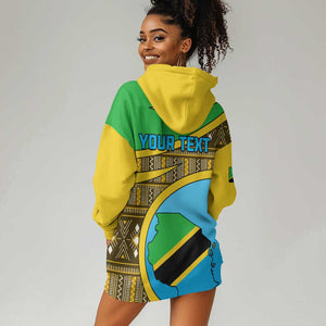 Personalized Tanzania Independence Day Hoodie Dress with Tanzanian Coat of Arms and African Pattern