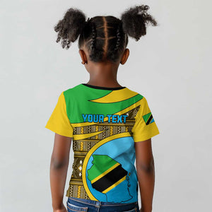 Personalized Tanzania Independence Day Kid T shirt with Tanzanian Coat of Arms and African Pattern