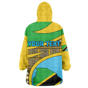 Personalized Tanzania Independence Day KId Wearable Blanket Hoodie with Tanzanian Coat of Arms and African Pattern