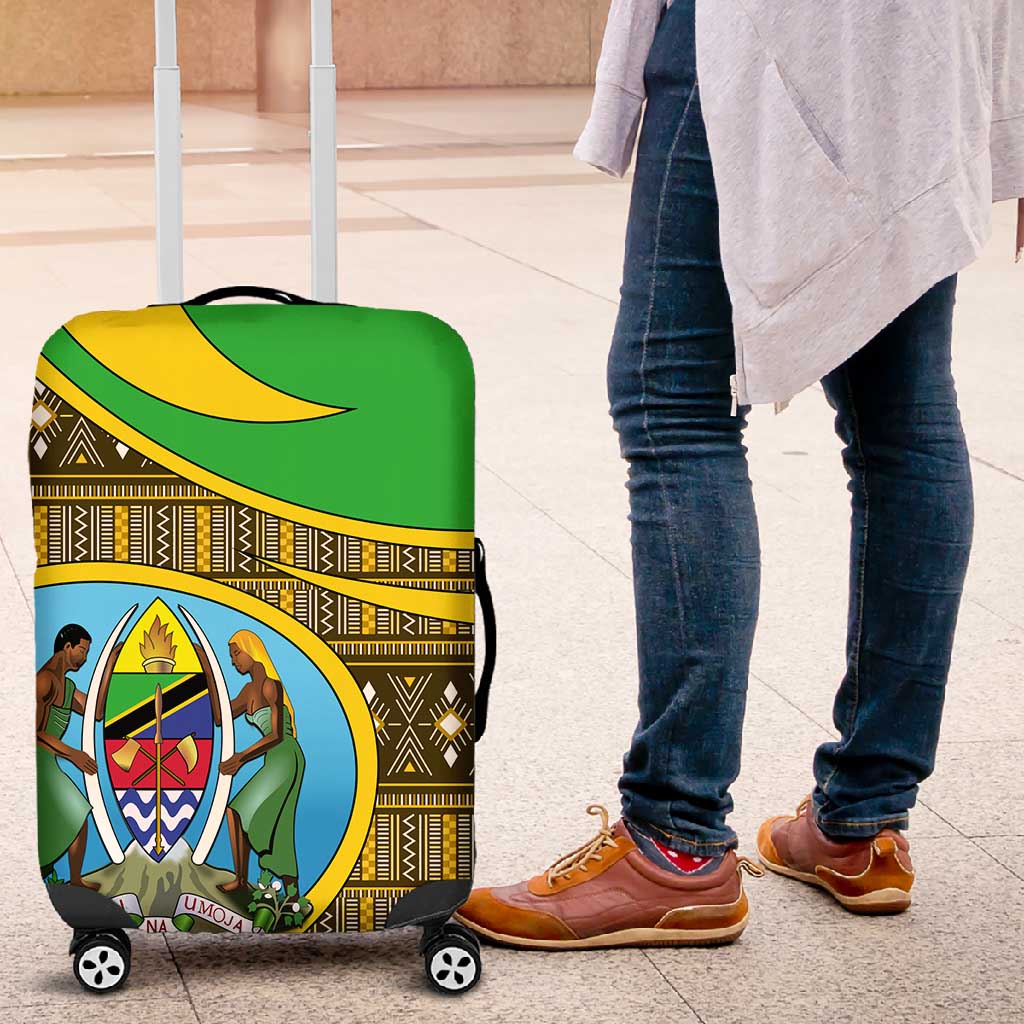 Tanzania Independence Day Luggage Cover with Tanzanian Coat of Arms and African Pattern