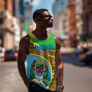 Personalized Tanzania Independence Day Men Tank Top with Tanzanian Coat of Arms and African Pattern