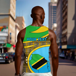 Personalized Tanzania Independence Day Men Tank Top with Tanzanian Coat of Arms and African Pattern