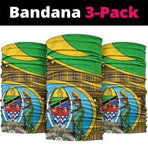 Tanzania Independence Day Neck Gaiter Tanzanian Coat of Arms and African Pattern LT01