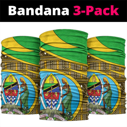 Tanzania Independence Day Neck Gaiter Tanzanian Coat of Arms and African Pattern LT01