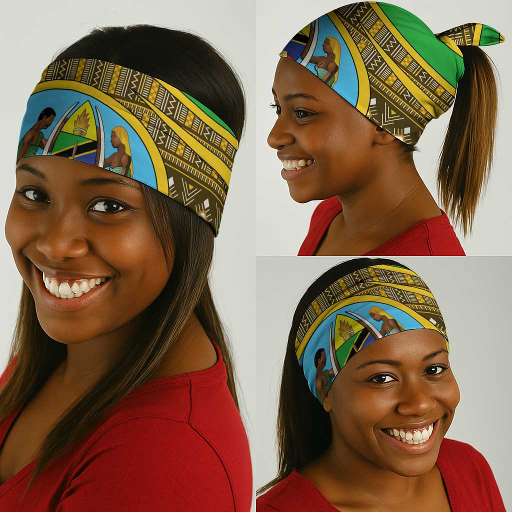 Tanzania Independence Day Neck Gaiter Tanzanian Coat of Arms and African Pattern LT01