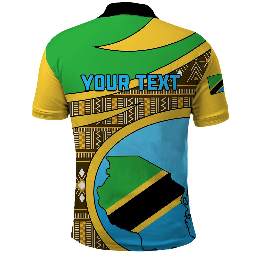 Personalized Tanzania Independence Day Polo Shirt with Tanzanian Coat of Arms and African Pattern