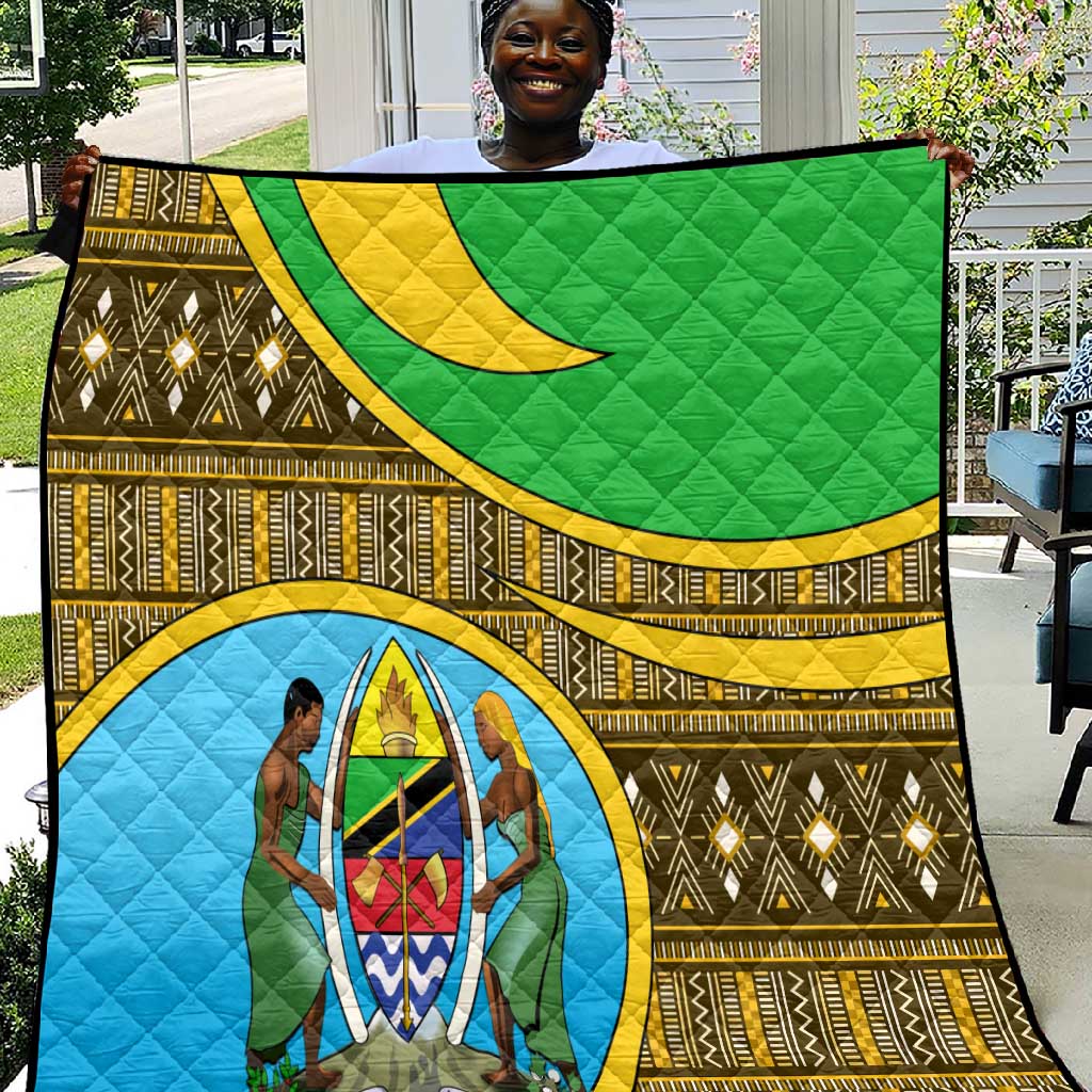 Tanzania Independence Day Quilt with Tanzanian Coat of Arms and African Pattern