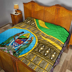 Tanzania Independence Day Quilt with Tanzanian Coat of Arms and African Pattern