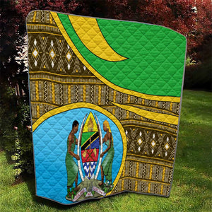 Tanzania Independence Day Quilt with Tanzanian Coat of Arms and African Pattern