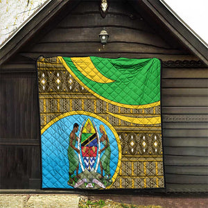 Tanzania Independence Day Quilt with Tanzanian Coat of Arms and African Pattern