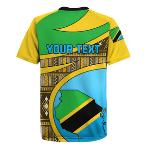 Personalized Tanzania Independence Day Rugby Jersey with Tanzanian Coat of Arms and African Pattern