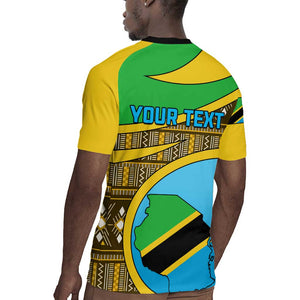 Personalized Tanzania Independence Day Rugby Jersey with Tanzanian Coat of Arms and African Pattern