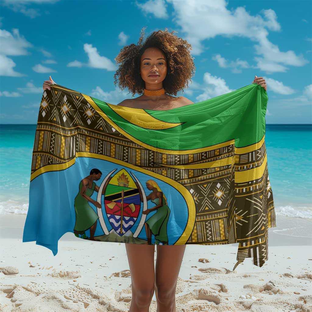 Tanzania Independence Day Sarong with Tanzanian Coat of Arms and African Pattern