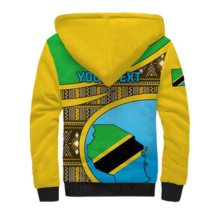 Personalized Tanzania Independence Day Sherpa Hoodie with Tanzanian Coat of Arms and African Pattern