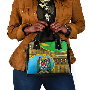 Tanzania Independence Day Shoulder Handbag with Tanzanian Coat of Arms and African Pattern