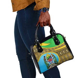 Tanzania Independence Day Shoulder Handbag with Tanzanian Coat of Arms and African Pattern