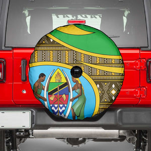 Tanzania Independence Day Spare Tire Cover with Tanzanian Coat of Arms and African Pattern