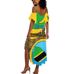 Personalized Tanzania Independence Day Summer Maxi Dress with Tanzanian Coat of Arms and African Pattern