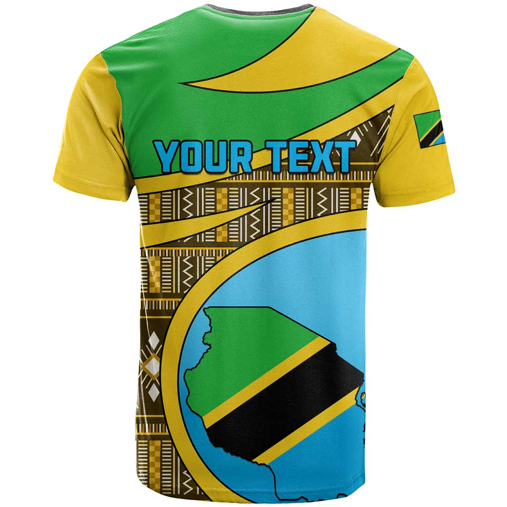 Personalized Tanzania Independence Day T shirt with Tanzanian Coat of Arms and African Pattern