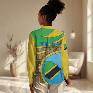 Personalized Tanzania Independence Day Women Casual Shirt with Tanzanian Coat of Arms and African Pattern