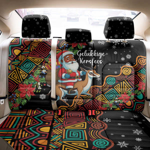 South Africa Gelukkige Kersfees Back Car Seat Cover Black Santa Claus Riding Springbok