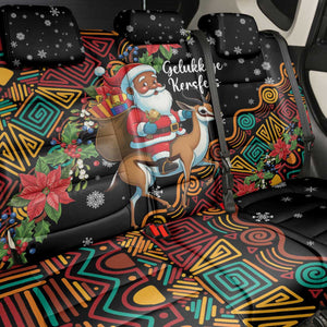 South Africa Gelukkige Kersfees Back Car Seat Cover Black Santa Claus Riding Springbok