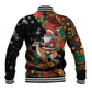South Africa Gelukkige Kersfees Baseball Jacket Black Santa Claus Riding Springbok LT01