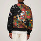 South Africa Gelukkige Kersfees Bomber Jacket Black Santa Claus Riding Springbok