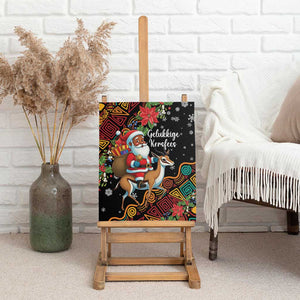 South Africa Gelukkige Kersfees Canvas Wall Art Black Santa Claus Riding Springbok