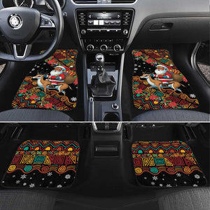 South Africa Gelukkige Kersfees Car Mats Black Santa Claus Riding Springbok