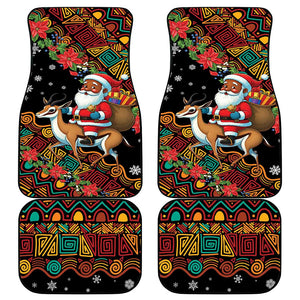 South Africa Gelukkige Kersfees Car Mats Black Santa Claus Riding Springbok