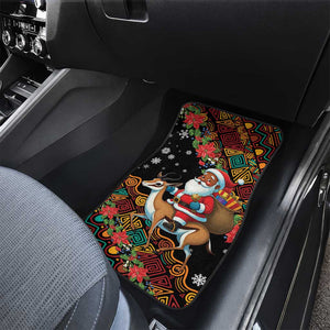 South Africa Gelukkige Kersfees Car Mats Black Santa Claus Riding Springbok