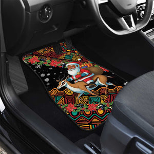 South Africa Gelukkige Kersfees Car Mats Black Santa Claus Riding Springbok