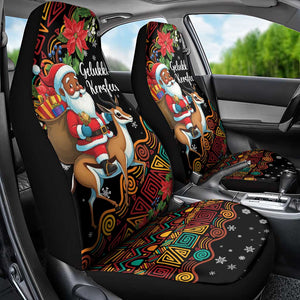 South Africa Gelukkige Kersfees Car Seat Cover Black Santa Claus Riding Springbok