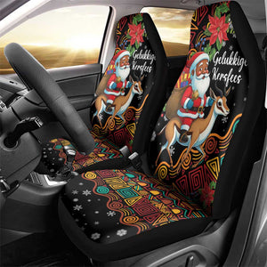 South Africa Gelukkige Kersfees Car Seat Cover Black Santa Claus Riding Springbok