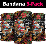 South Africa Gelukkige Kersfees Neck Gaiter Black Santa Claus Riding Springbok LT01