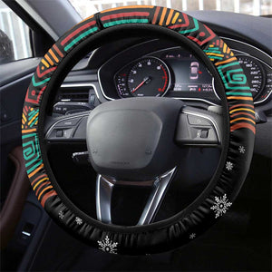 South Africa Gelukkige Kersfees Steering Wheel Cover Black Santa Claus Riding Springbok