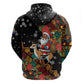 South Africa Gelukkige Kersfees Zip Hoodie Black Santa Claus Riding Springbok