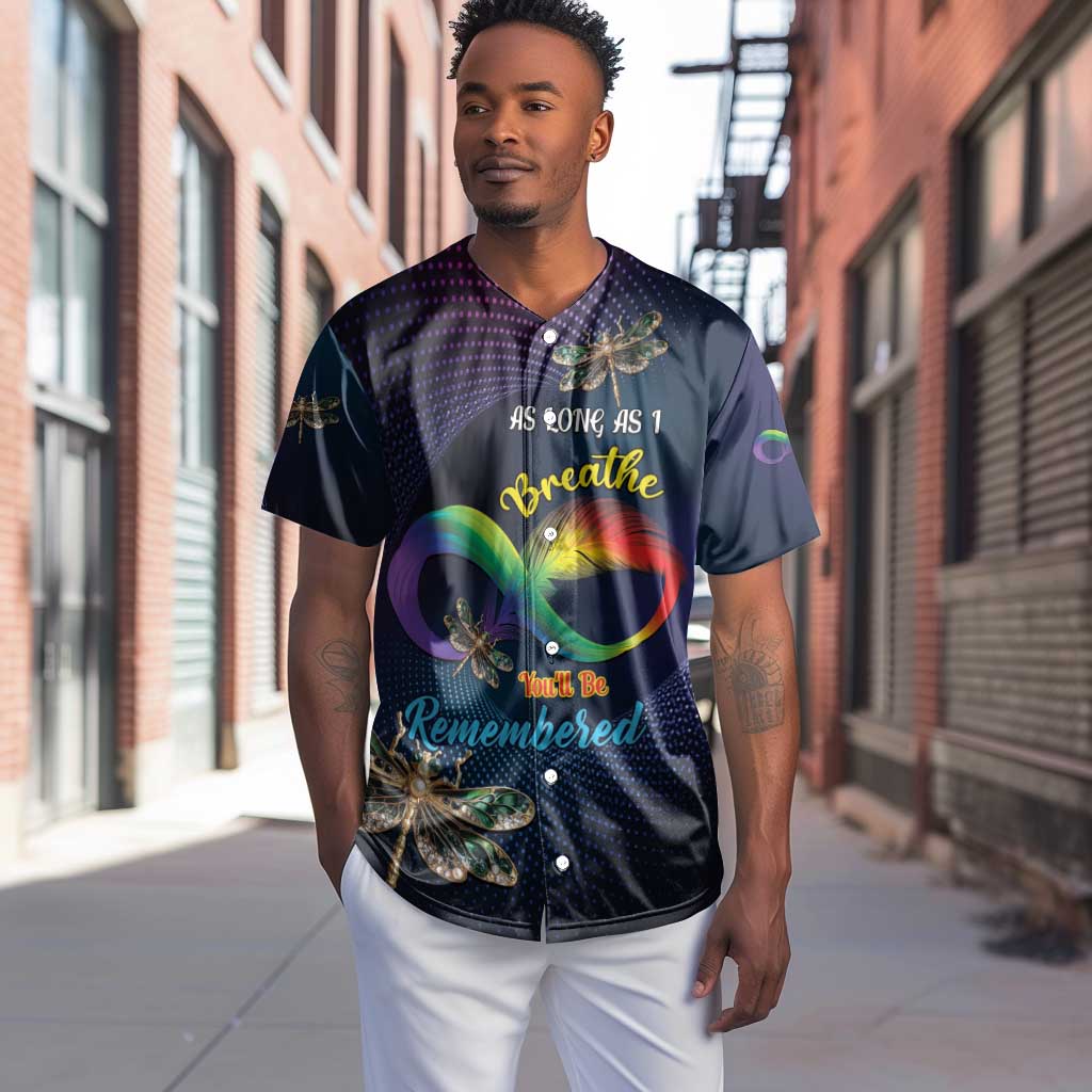 Personalized As Long As I Breathe You'll Be Remembered Baseball Jersey Luxury Dragonfly - Feather Infinity