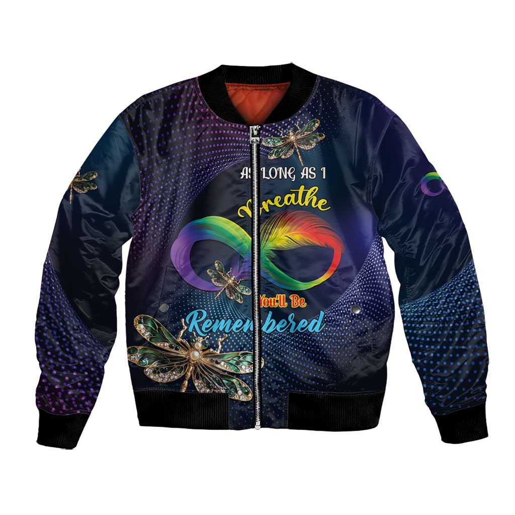 Personalized As Long As I Breathe You'll Be Remembered Bomber Jacket Luxury Dragonfly - Feather Infinity