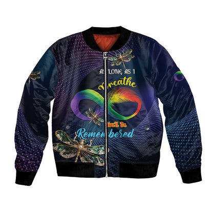 Personalized As Long As I Breathe You'll Be Remembered Bomber Jacket Luxury Dragonfly - Feather Infinity