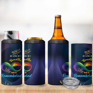 As Long As I Breathe You'll Be Remembered 4 in 1 Can Cooler Tumbler Luxury Dragonfly - Feather Infinity