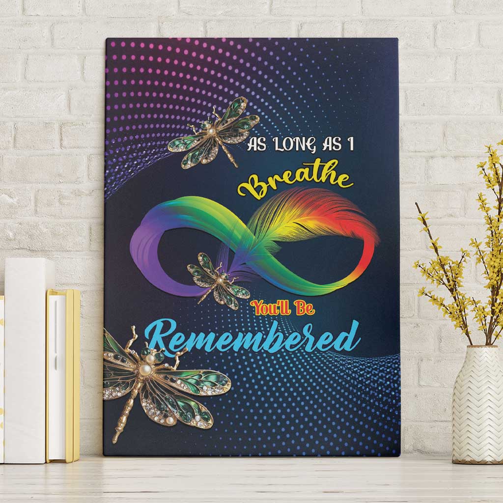 As Long As I Breathe You'll Be Remembered Canvas Wall Art Luxury Dragonfly - Feather Infinity