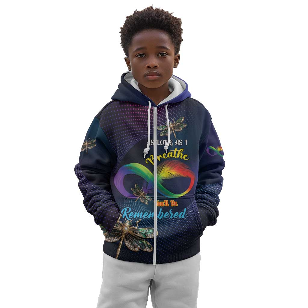 Personalized As Long As I Breathe You'll Be Remembered Kid Hoodie Luxury Dragonfly - Feather Infinity