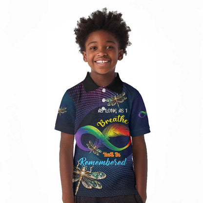 Personalized As Long As I Breathe You'll Be Remembered Kid Polo Shirt Luxury Dragonfly - Feather Infinity