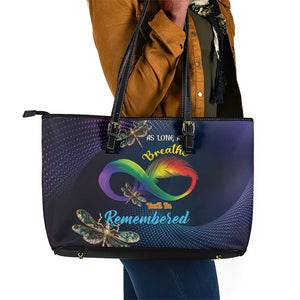 As Long As I Breathe You'll Be Remembered Leather Tote Bag Luxury Dragonfly - Feather Infinity